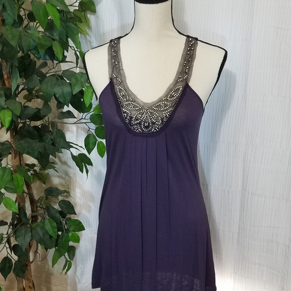 LILLY LOU PURPLE BEADED TANK TOP SIZE SMALL - Picture 7 of 7